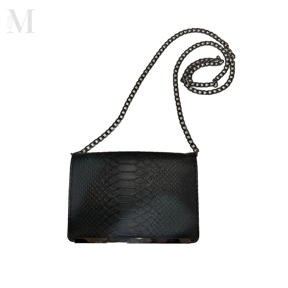 snakeskin wallet shoulder bag with chain strap